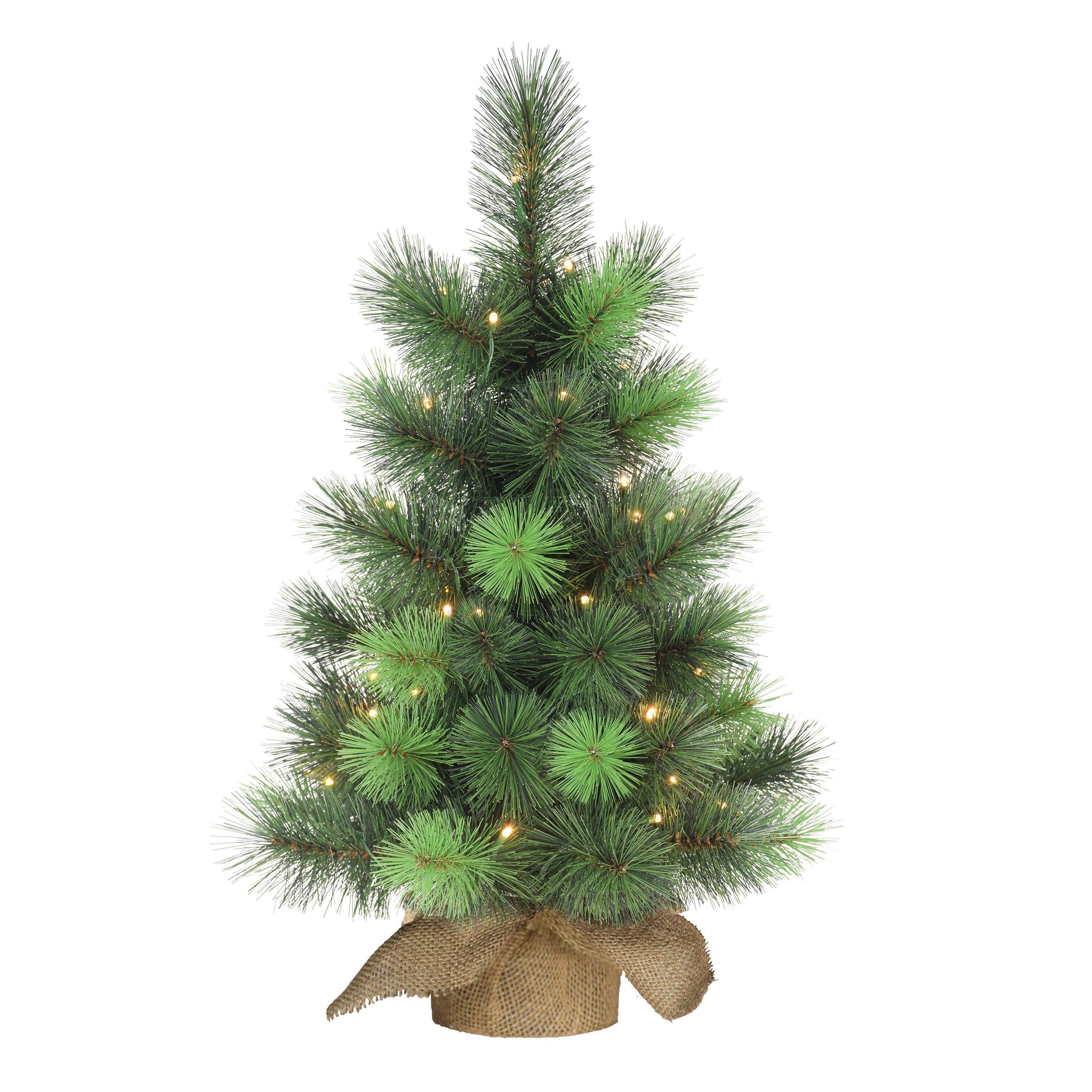 2 ft Pre-Lit Table Top Artificial Christmas Tree with 35 Lights in Tan Sac Green 1827-ST20LW035A-BO